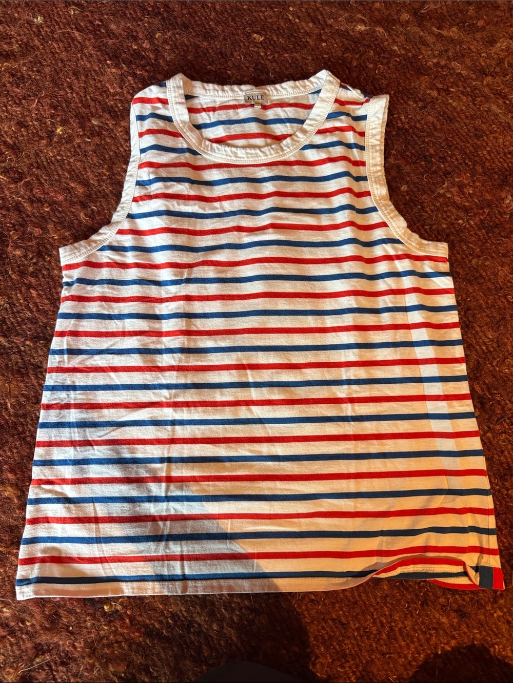 KULE White Tank Top with Red and Blue Stripes